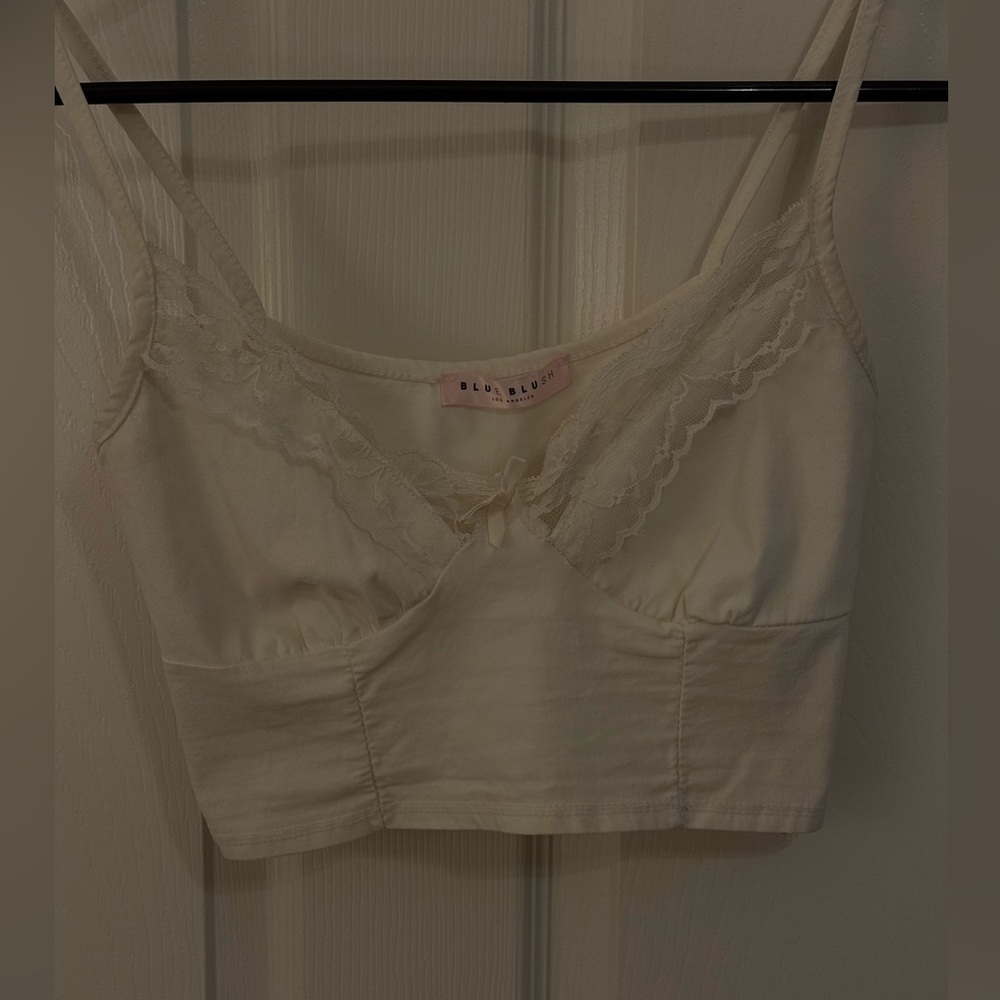 Blue Blush Ivory Lace Crop Top